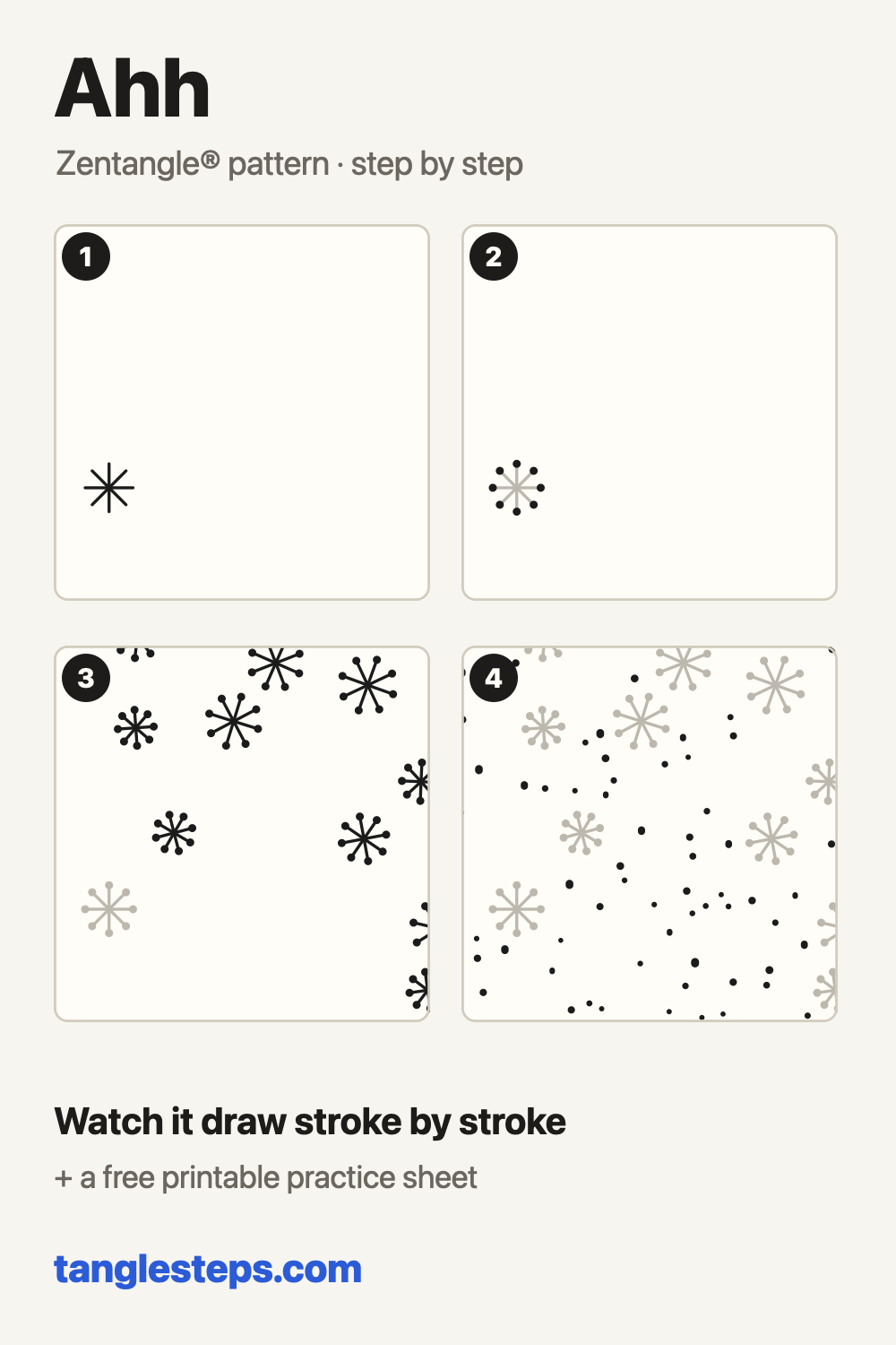 Ahh Zentangle pattern step-out chart