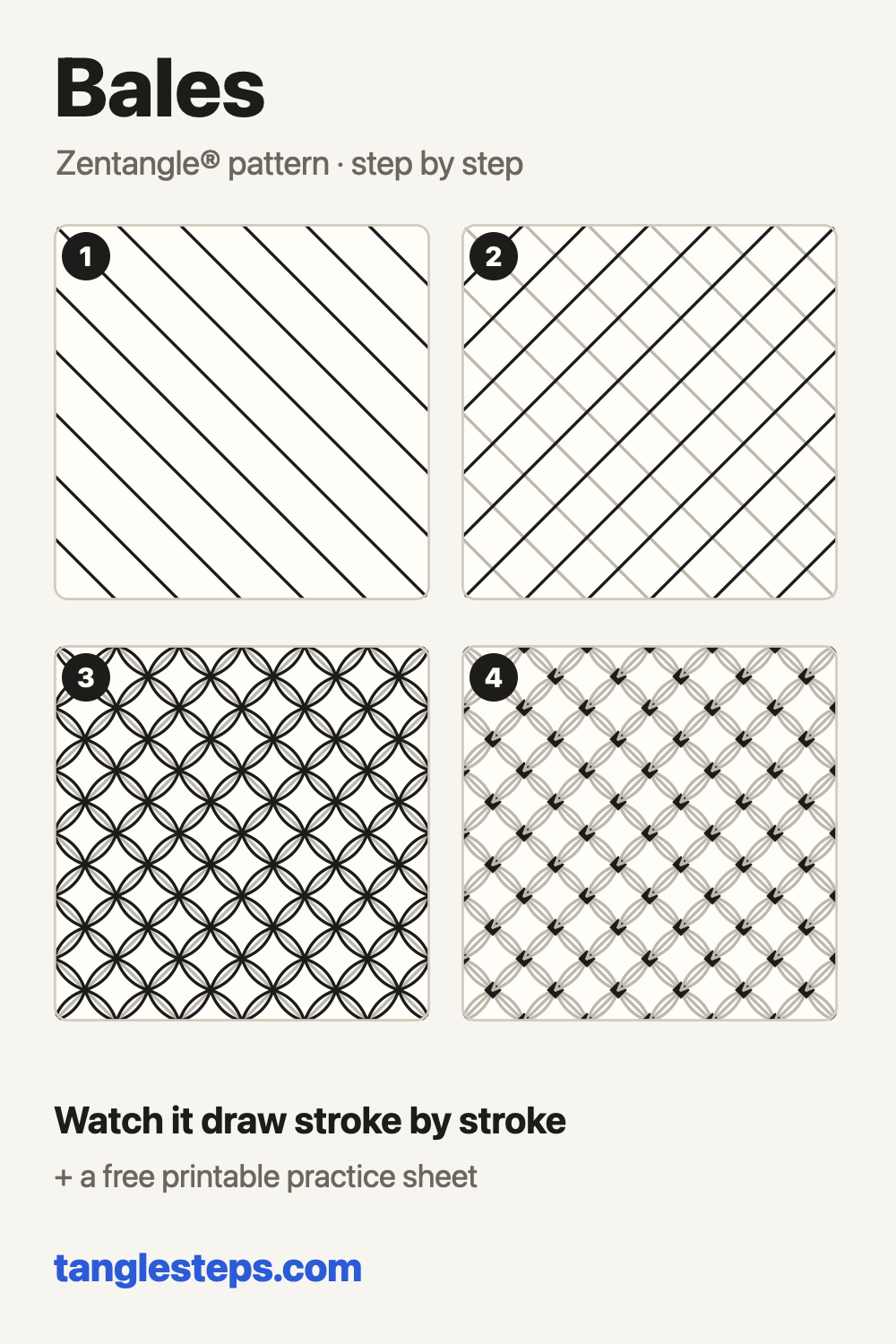 Bales Zentangle pattern step-out chart