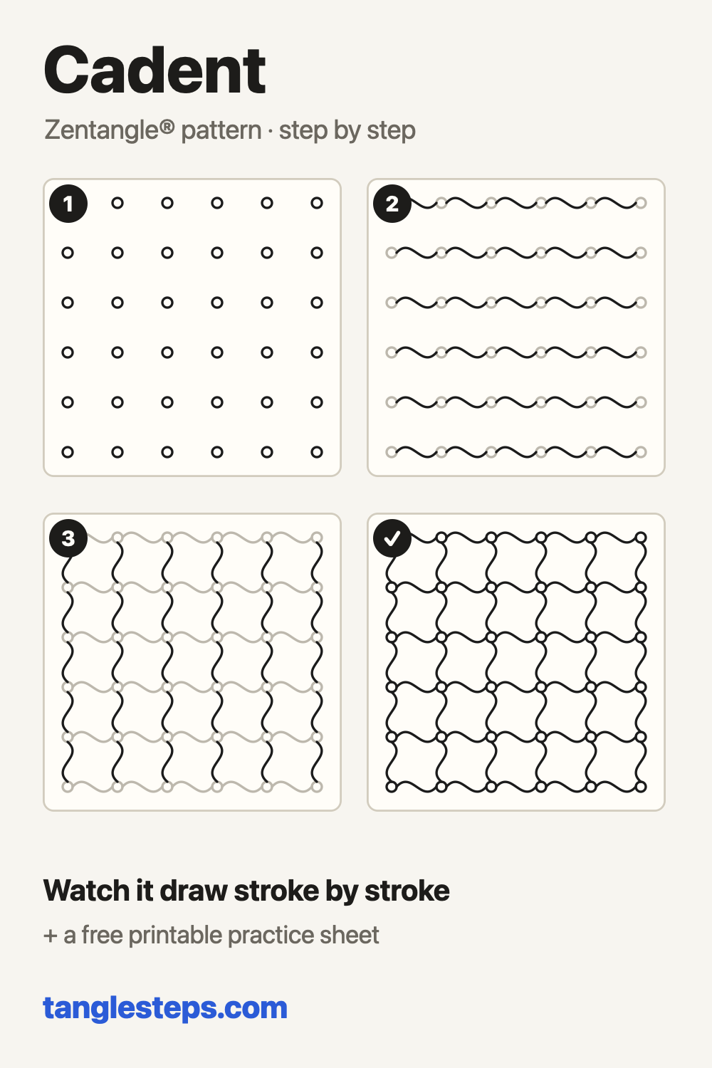 Cadent Zentangle pattern step-out chart