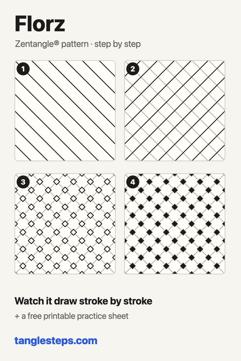 Florz Zentangle pattern step-out chart