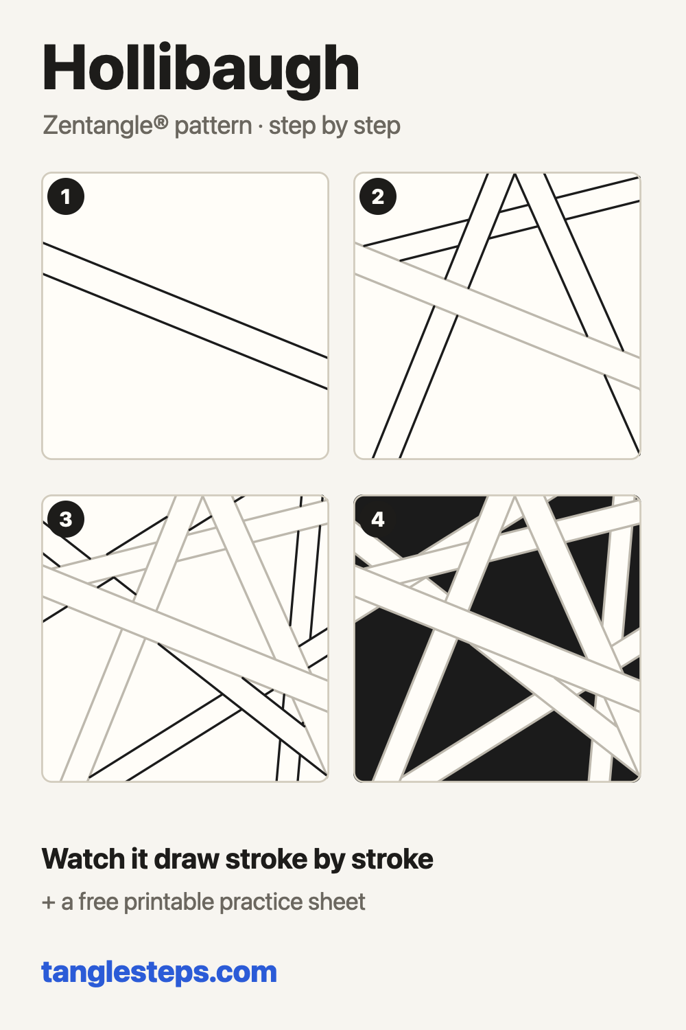 Hollibaugh Zentangle pattern step-out chart