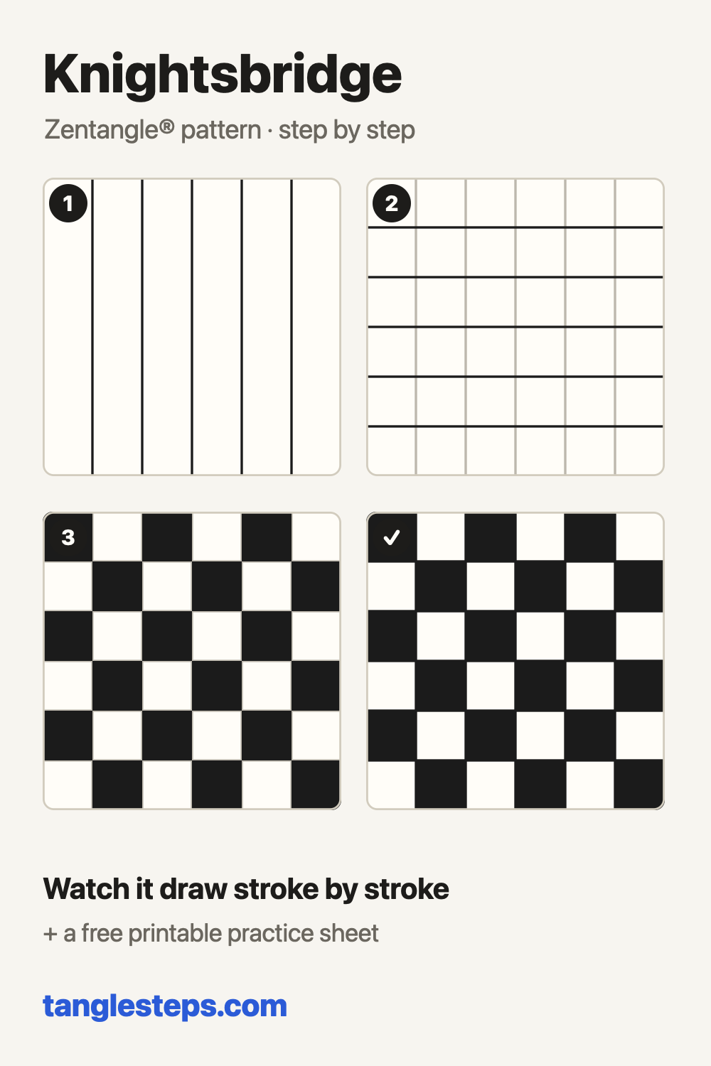 Knightsbridge Zentangle pattern step-out chart