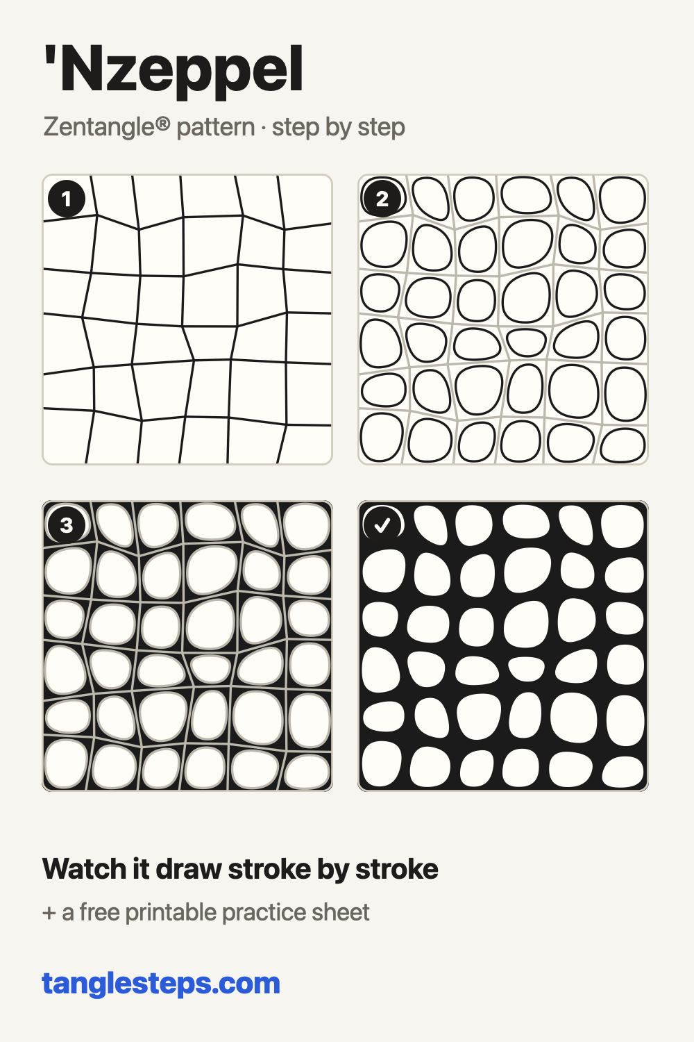 'Nzeppel Zentangle pattern step-out chart