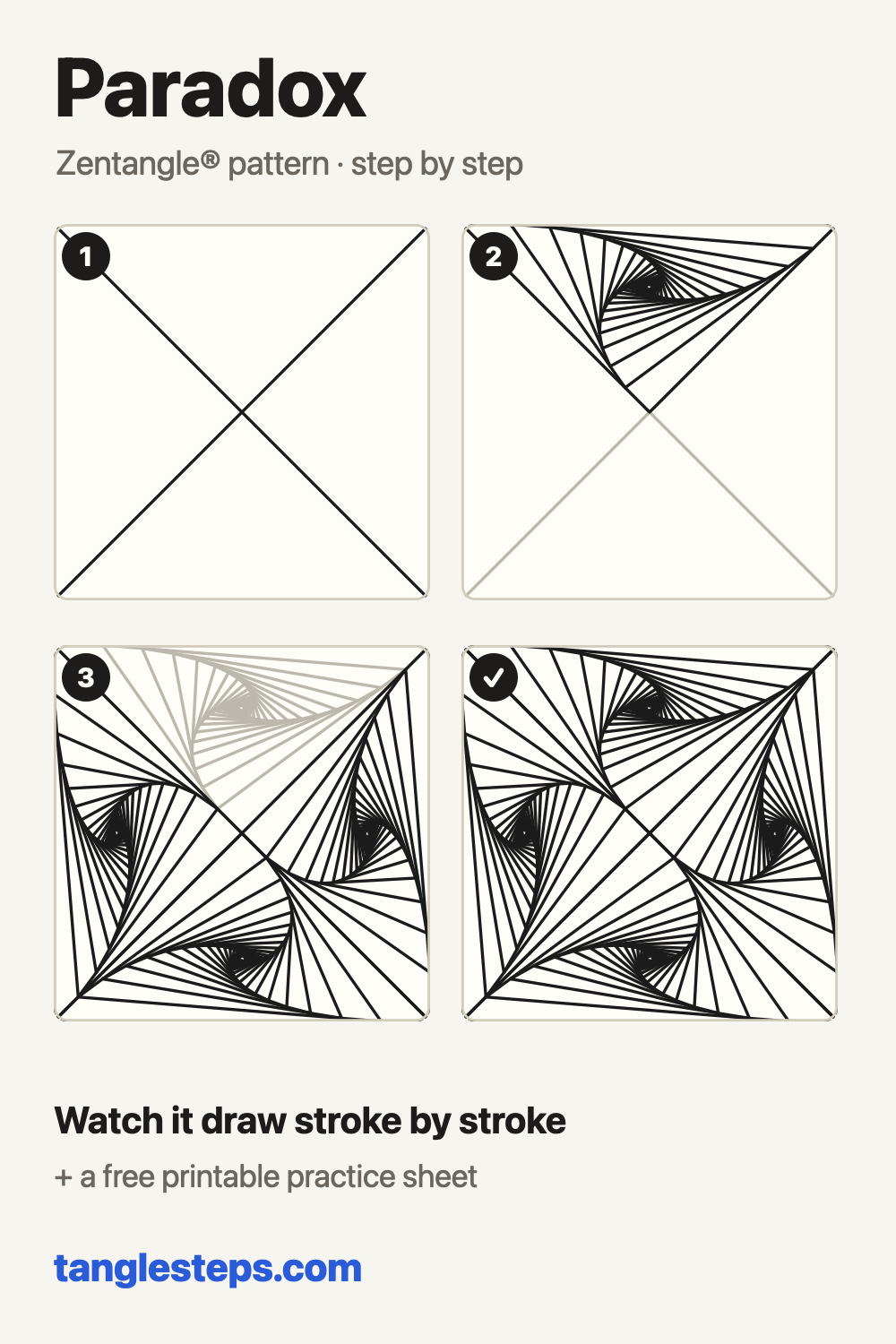 Paradox Zentangle pattern step-out chart