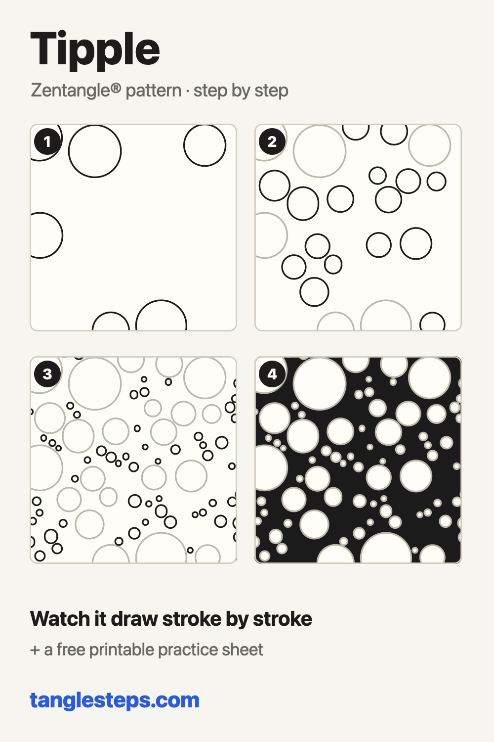Tipple Zentangle pattern step-out chart