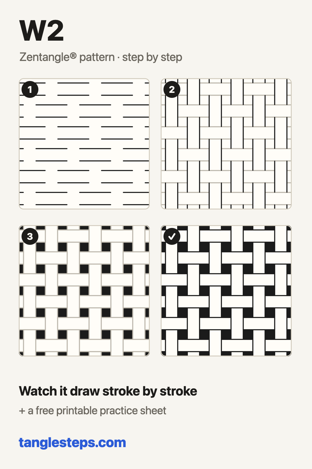 W2 Zentangle pattern step-out chart